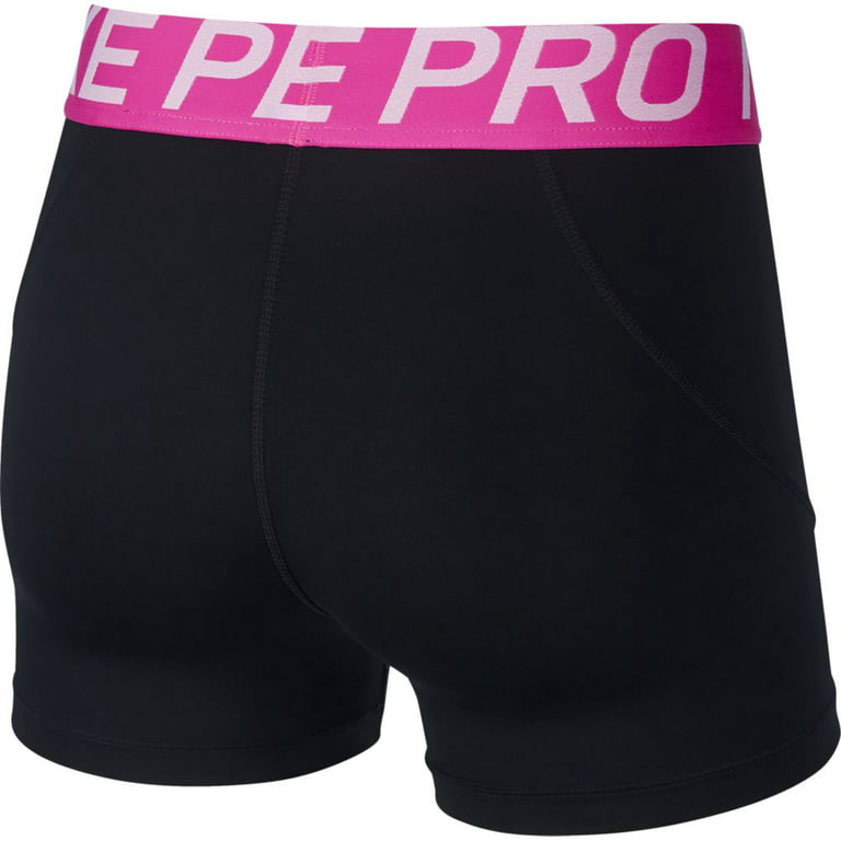 Nike Pro Spandex Shorts Large Pink Black Compression Booty 3” Dri