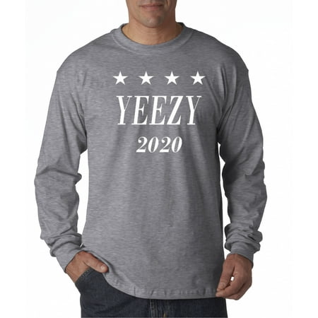 Trendy USA 1009 - Unisex Long-Sleeve T-Shirt Yeezy 2020 Presidential Candidate Kayne West XL Heather (Best Fake Yeezys For Sale)