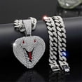 thumbnail image 2 of Men Women Hip Hop Creative Cobra Pendant Pendant Necklace With 15mm Crystal Cuban Chain HipHop Iced Out Bling Necklaces Fashion Charm Jewelry, 2 of 5