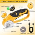 thumbnail image 3 of HORMY Cordless Electric Scissors with Blade, 3.6V Super Scissors Rechargeable with Safety Lock, for Cardboard Cutting Fabric Paper Sewing, Yellow, 3 of 11