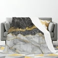 thumbnail image 3 of Marble Flannel Fleece Blanket, Black Grey Marble Gold Foil Cracked Lines Ultra-Soft Microfiber Throw Blanket for Bedroom Living Couch Sofa Kids Adults 40x50in, 3 of 6