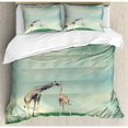 thumbnail image 3 of Giraffe Twin Size Duvet Cover Set, Mother Child Animal on Meadow Fairytale Atmosphere Shining Stars Romance Moon Image, Decorative 2 Piece Bedding Set with 1 Pillow Sham, Multicolor, by Ambesonne, 3 of 3