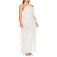 thumbnail image 3 of Women Halter Ruffles Tulle Maxi Dress Off Shoulder Backless Layered Tiered Midi Dress Cocktail Party Prom Long Dresses, 3 of 5