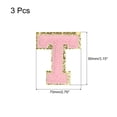 thumbnail image 2 of Carteles de letras de chenilla T parches de gran tamaño 80mm/3.15 pulgadas con brillo dorado para ropa, zapatos, gorras 3PCS (rosa), 2 of 5