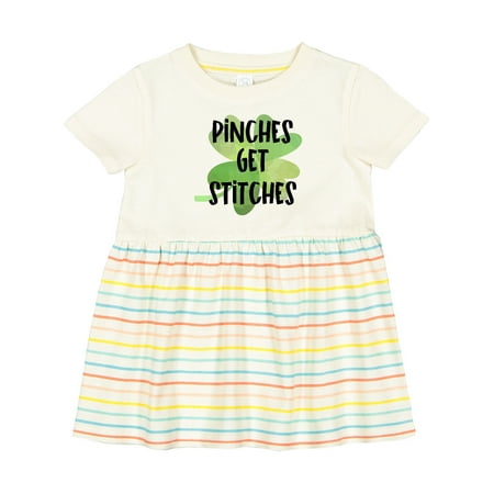 

Inktastic St. Patrick s Day Pinches Get Stitches Shamrocks Girls Baby Dress