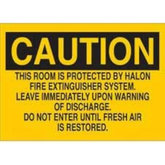 CAUTION - This Room Is Protected By Halon Fire Extinguisher Sign - Fire and Emergency Sign - Fire Sign, 8 X 12 Inch Metal Tin Sign