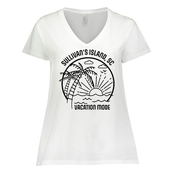 Inktastic Summer Vacation Mode Sullivans Island South Carolina Women's Plus Size V-Neck T-Shirt