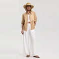 thumbnail image 6 of Nestiefly Linen Pants Women Wide Leg Palazzo Pants Flowy Elastic Waist Summer Beach Casual Trousers with Pockets White XL, 6 of 6