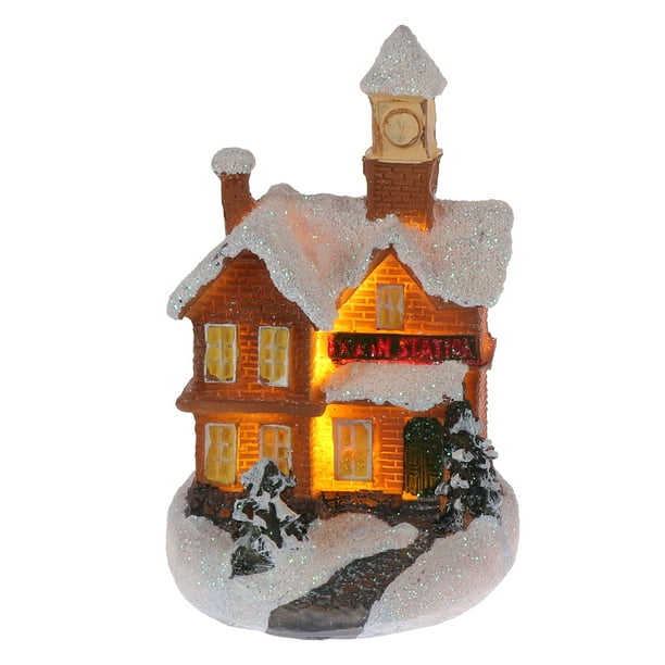 ColoMX Adorno luminoso para casa de Navidad, decoración navideña de resina para el hogar, adorno para Festival, 1 ud.