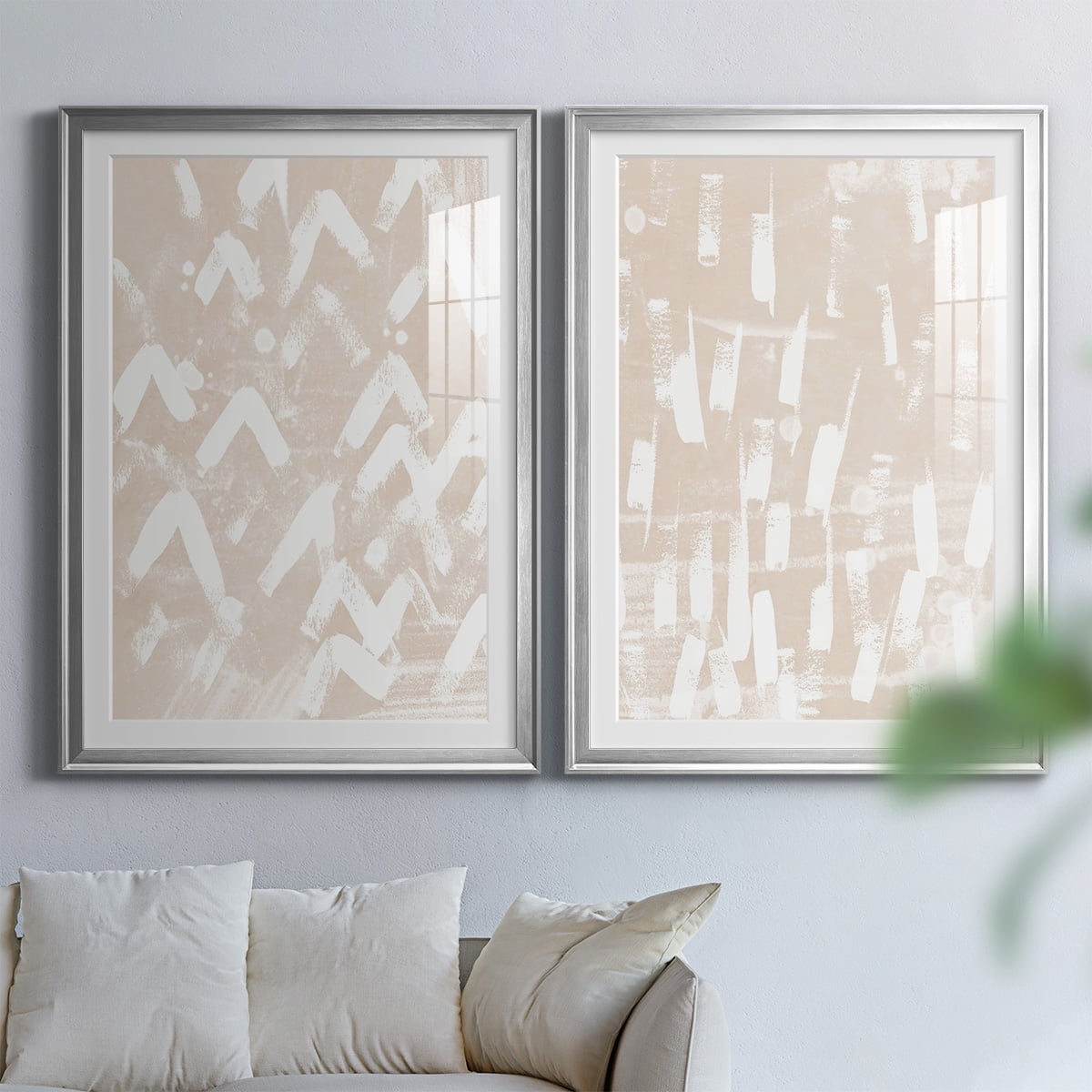 Wexford Home Earth Etching III Premium Framed Print, 30.5" x 42.5" - Ready to Hang, Silver (Set of 2)
