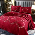 thumbnail image 3 of Juego de ropa de cama Vctops Full/Queen, juego de colcha de algodón con estampado floral rojo, 3 of 7