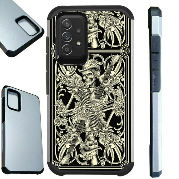 Compatible with Samsung Galaxy A72 5G Hybrid Fusion Guard Phone Case Cover (Skull Guitar)