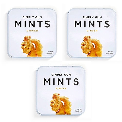 Breath Mints by Simply Gum, Ginger, Vegan, Non GMO, 45 Pcs, 3 Ct