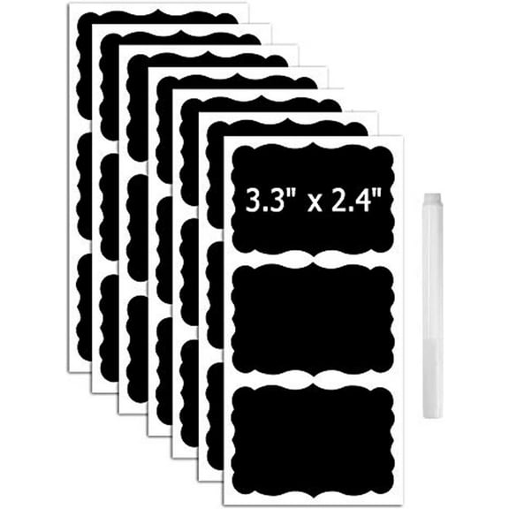 108 Pcs Reusable Chalkboard Labels with 1 Pen,Blackboard Sticker for Pantry Storage 3.3×2.4inch