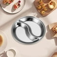 thumbnail image 2 of Arestory Stainless Steel Dipping Soy Sauce Dishes, 2 Compartment Round Seasoning Dipping Bowls, Appetizer Plates Serving Dish Condiment Tray for Soy Sauce, Ketchup, BBQ Sauce or Seasoning, 2 of 8