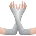 thumbnail image 1 of Minnieouse Mangas de brazo de refrigeración con protección para hombre y mujer, protector solar para ciclismo y voleibol guantes y mitones degradado blanco gris, 1 of 6