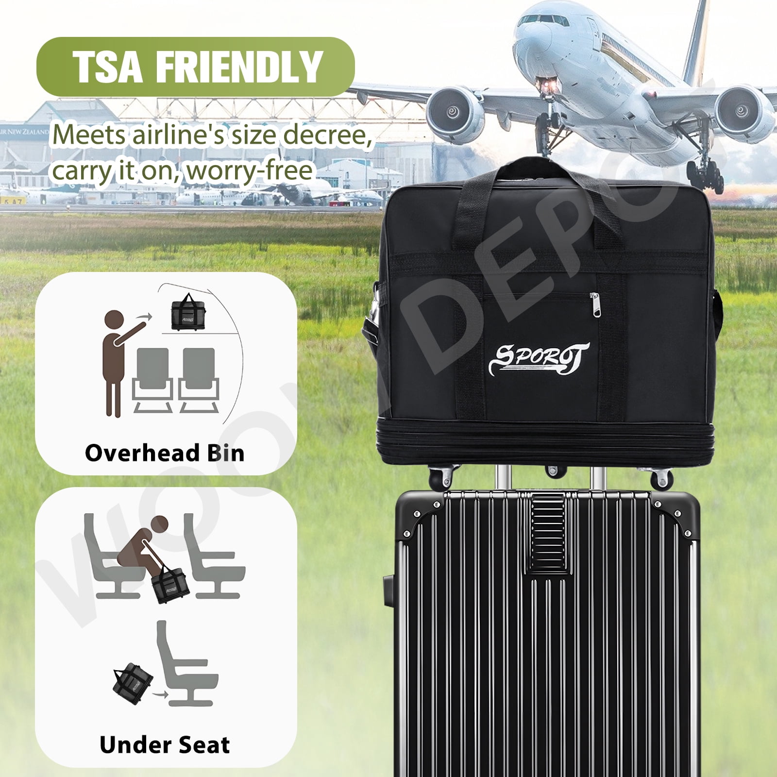 WOOW DEPOT 32in Expandable Suitcase Bag 4 Layer Collapsible Rolling Luggage Wheeled Duffle Bag Large for Home Storage Cargo Travel Business Moving