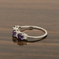 thumbnail image 4 of 4mm Round Shape Amethyst 925 Sterling Silver Three Stone Women Anniversary Ring, 4 of 7