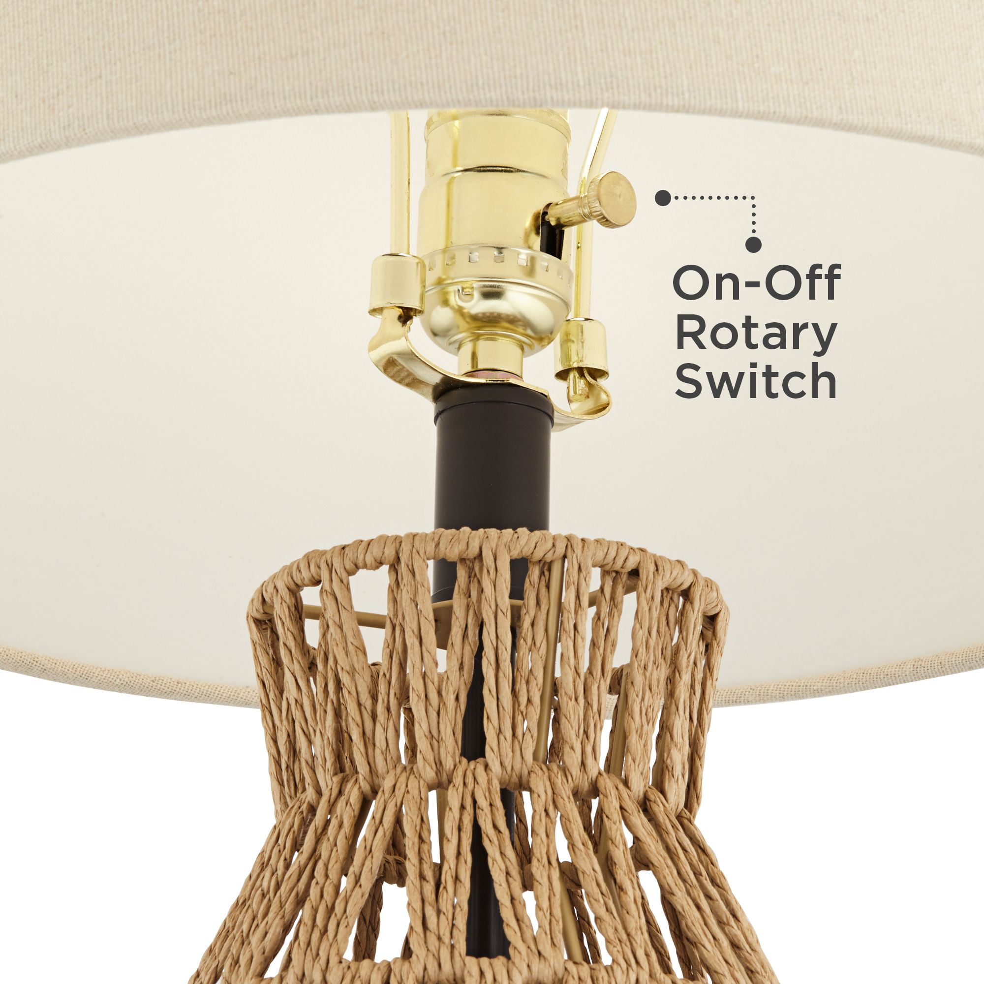 360 Lighting San Carlos Coastal Modern Table Lamps 29" Tall Set of 2 Natural Rattan Wicker Oatmeal Fabric Drum Shade for Bedroom Living Room Bedside