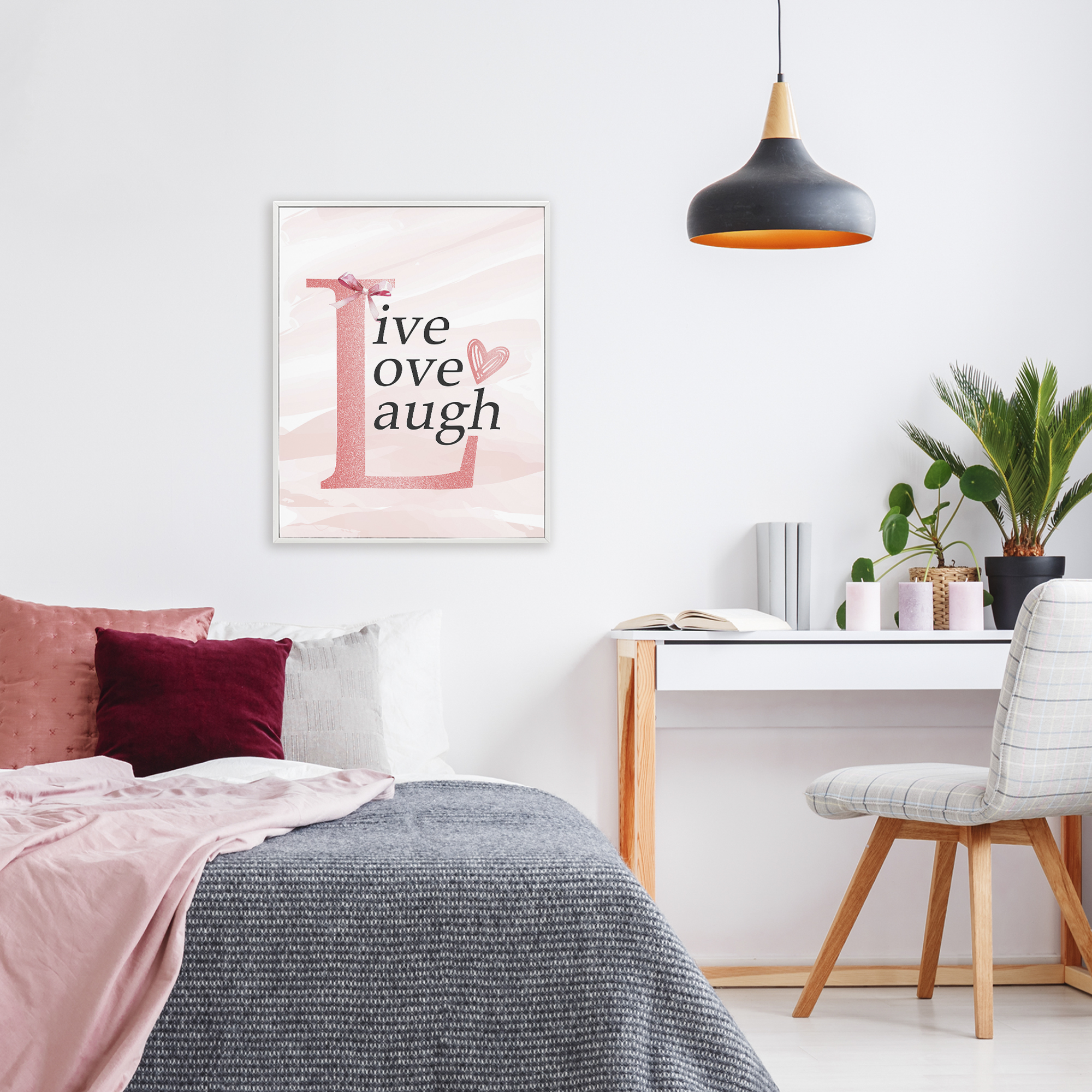 Live Love Laugh Pastel White Framed Giclee Art, design by Kim Allen