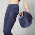 thumbnail image 1 of Pantalones de yoga con bolsillos laterales de malla que realzan la cadera para mujer, mallas elásticas de secado rápido en color melocotón para correr, ropa de yoga, pantalones de fitness, 1 of 3