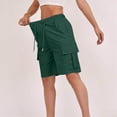 thumbnail image 2 of Bermuda Shorts for Women Knee Length Casual Wide Leg Drawstring Hiking Work Summer Cargo Shorts with Pockets, L, 2 of 6