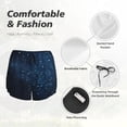 thumbnail image 6 of Lsque Blue Glitter Retro Printed Women's Running Shorts with Liner Pockets,Elastic Quick Dry Workout Athletic Gym Yoga Shorts,Womens High Waist Shorts-Large, 6 of 9