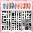 thumbnail image 3 of Juego de 3 placas para estampar uñas con diseño floral abstracto. Plantilla de acero inoxidable con imagen de planta para uñas. Incluye herramienta raspadora de silicona para estampar uñas., 3 of 7