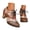 Brown, variant on Women's Ankle Boots Lace up Round Toe Low Heel Dress Booties Classic Western Dressy Shoes