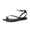 Black, variant on Cushionaire Secret Flat Sandals for Women with Gold Ankle Cuff and Toe Ring Strap, Vegan Leather Dress Sandals
