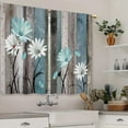 thumbnail image 3 of Teal Farmhouse Daisy Kitchen Curtains Wooden Flower Small Short Cafe Window Curtains Rustic Floral Butterfly Country Bathroom Drapes Treatment Tier Curtains 2 Panels (27.5x39 Inch), 3 of 6