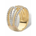 thumbnail image 2 of PalmBeach Jewelry Round Diamond Accent 18k Gold-Plated Two-Tone Art Deco-Style Wide Band Ring, 2 of 4