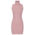 thumbnail image 4 of Lilgiuy Women's Casual Slim Fit Solid Color Turtleneck Sleeveless Hip Dress Fall Dresses for 2022 Spring Winter, 4 of 5