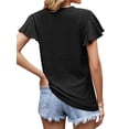 thumbnail image 5 of QAFOPEH Women V Neck Ruffle Sleeve Cutout Pattern Solid Color Top, 5 of 5