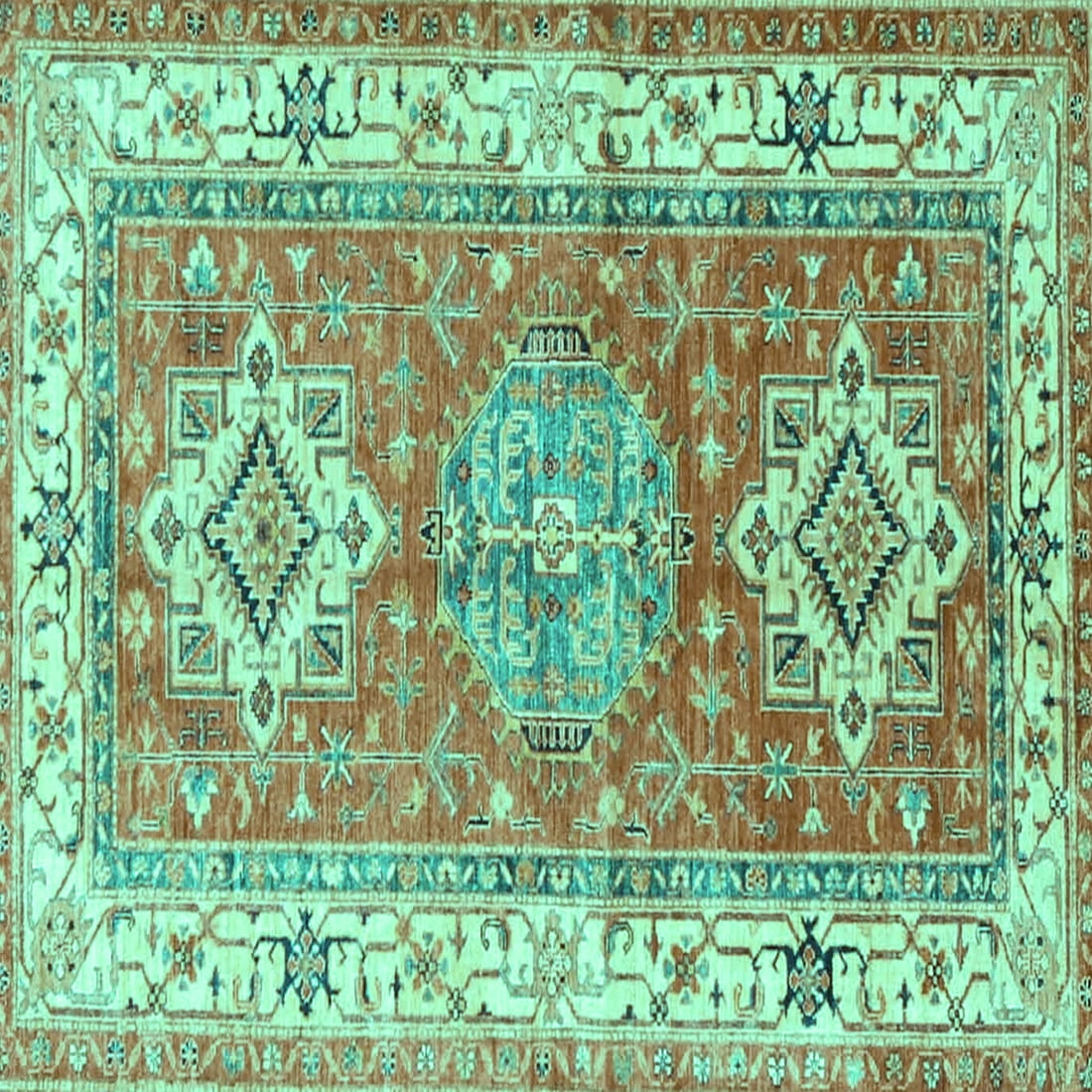 Ahgly Company Machine Washable Indoor Square Geometric Turquoise Blue ...