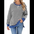 thumbnail image 3 of Sudadera Oversize para Mujer, Verano 2025, Cuello Redondo, Rayas, Larga, Aberturas Laterales, Sudaderas con Capucha Y2K y Negro XL, 3 of 10
