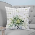 thumbnail image 4 of 14x14 Pillow Covers Set of 2, Eucalyptus Leaf Throw Pillow Covers Decorative Couch Cushion Case, Green Plants Farmhouse Grey Plaid Country Microfiber Square Pillowcases for Bedroom Car Living Room, 4 of 7