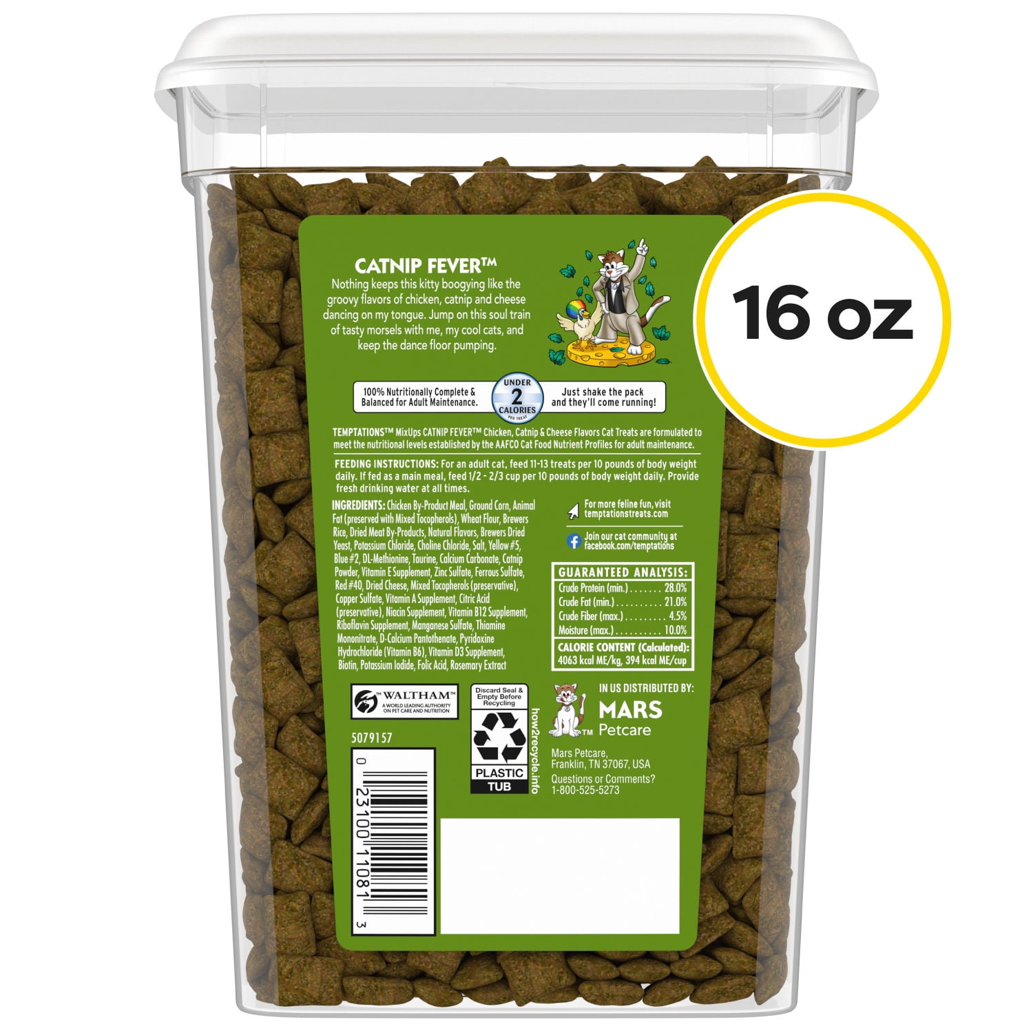 (12 pack) Temptations Mixups Catnip Fever Flavor Crunchy And Soft Treats For Cats, 16 Oz Tub