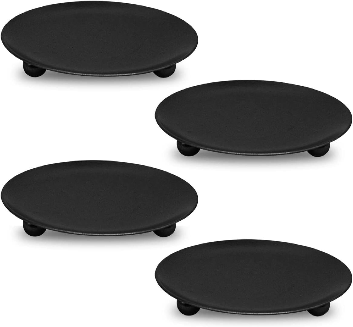 Set of 4 Black Iron Candle Holders, Black Candle Holders for Pillar