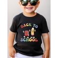 thumbnail image 1 of Boys' "Back to School" Cartoon Graphic T-Shirt - Red Short Sleeve Crewneck with Pencil & Book Print, Microfiber Casual Summer Top for Youngsters, School Shirts, Playful Design, Comforta, 1 of 3