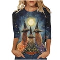 thumbnail image 2 of Heisall Womens Tops 3/4 Sleeve Round Neck Loose Casual Blouses Halloween Print Tshirts Festive Fashion 2025 New Arrival, 2 of 5