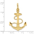 thumbnail image 3 of 14K Yellow Gold 3-D Textured Anchor With Rope And Shackle Bail Charm (43.4 X 21.7) Made In United States k7998, 3 of 5