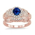 thumbnail image 2 of 1.25 Carat Sapphire and Diamond Vintage floral Bridal Set Engagement Ring in 14k Rose Gold sapphire and diamond engagement ring, 2 of 3