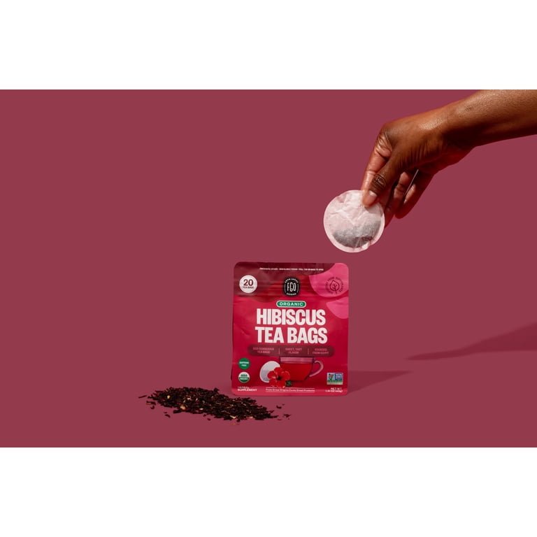 FGO Organic Hibiscus Tea Bags - 100 Count Caffeine Free Herbal Tea