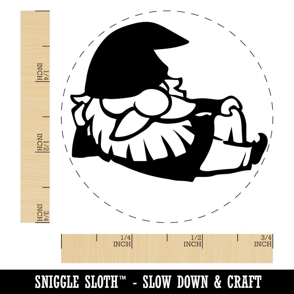Sexy Lounging Garden Gnome Self-Inking Rubber Stamp Ink Stamper - Blue Ink - Small 3/4 Inch