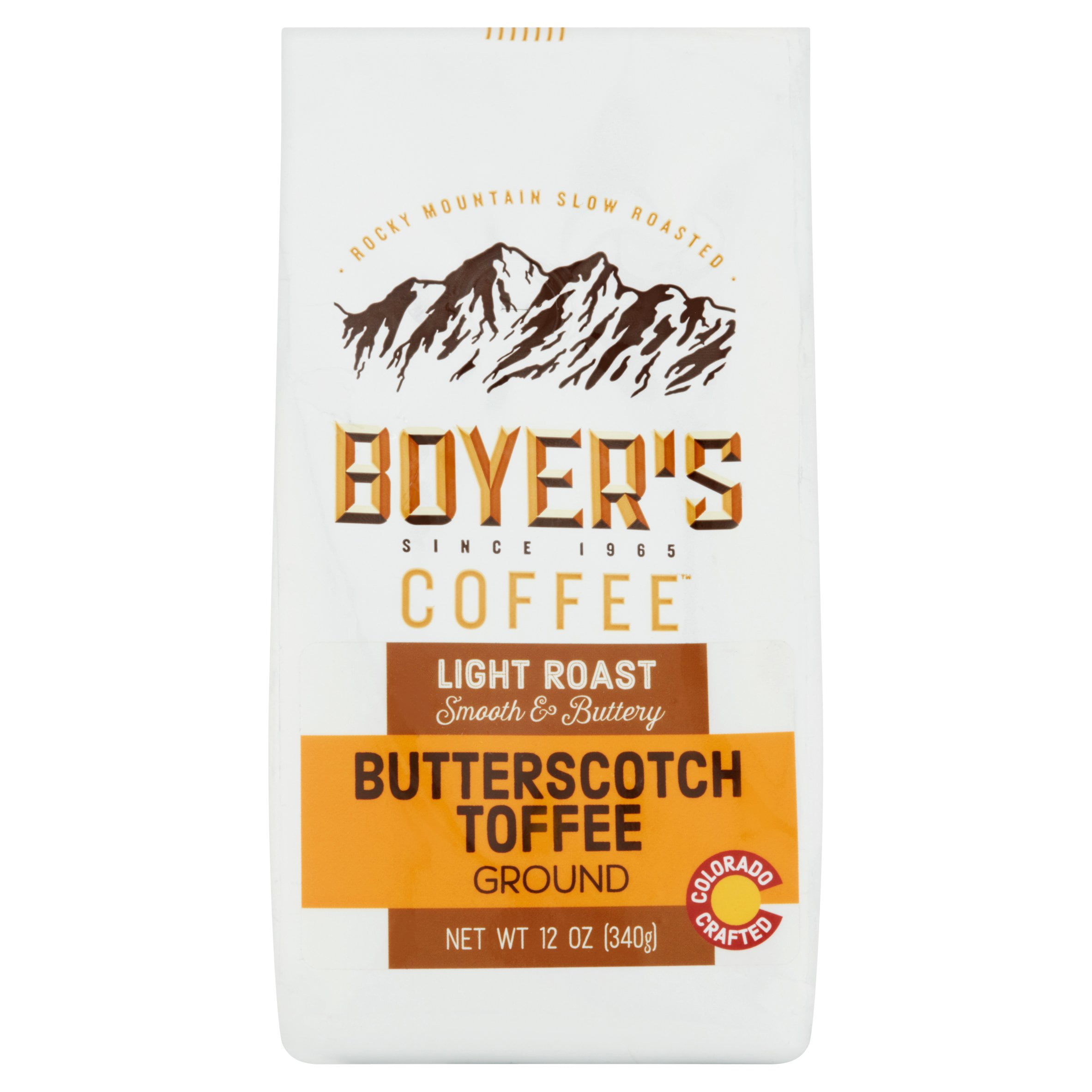 Boyer's Coffee Butterscotch Toffee, Ground Coffee, Light Roast, 12 Oz