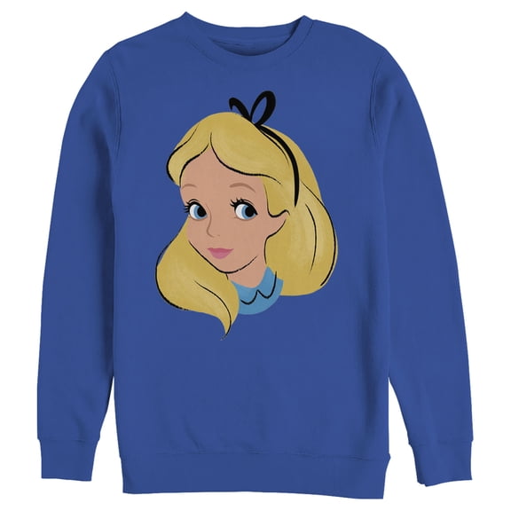 Men's Alice in Wonderland Cartoon Alice Portrait Sweatshirt Royal Blue Large