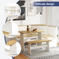 thumbnail image 4 of Breakfast Nook Kitchen Corner Dining Table Bench Chair Set, Space-Saving 3-4 Seat L-Shape Farmhouse Mid Century Modern Style for Family Home White Wood, 4 of 6