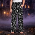 thumbnail image 2 of CONROSES Halloween Kids Boys Pants Wide Leg Baggy Pant for Child Hallowmas Skeleton Graphic Elastic Waist Drawstring Cozy Bottoms Trousers with Pockets, 2 of 4