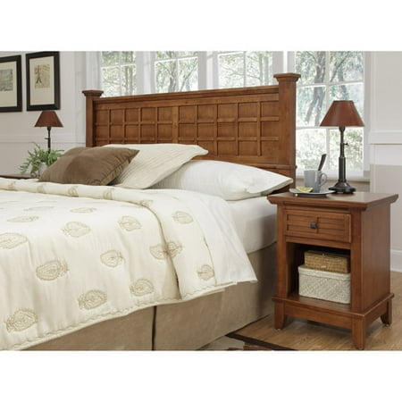 Home Styles Arts & Crafts Headboard & Night Stand in Cottage Oak